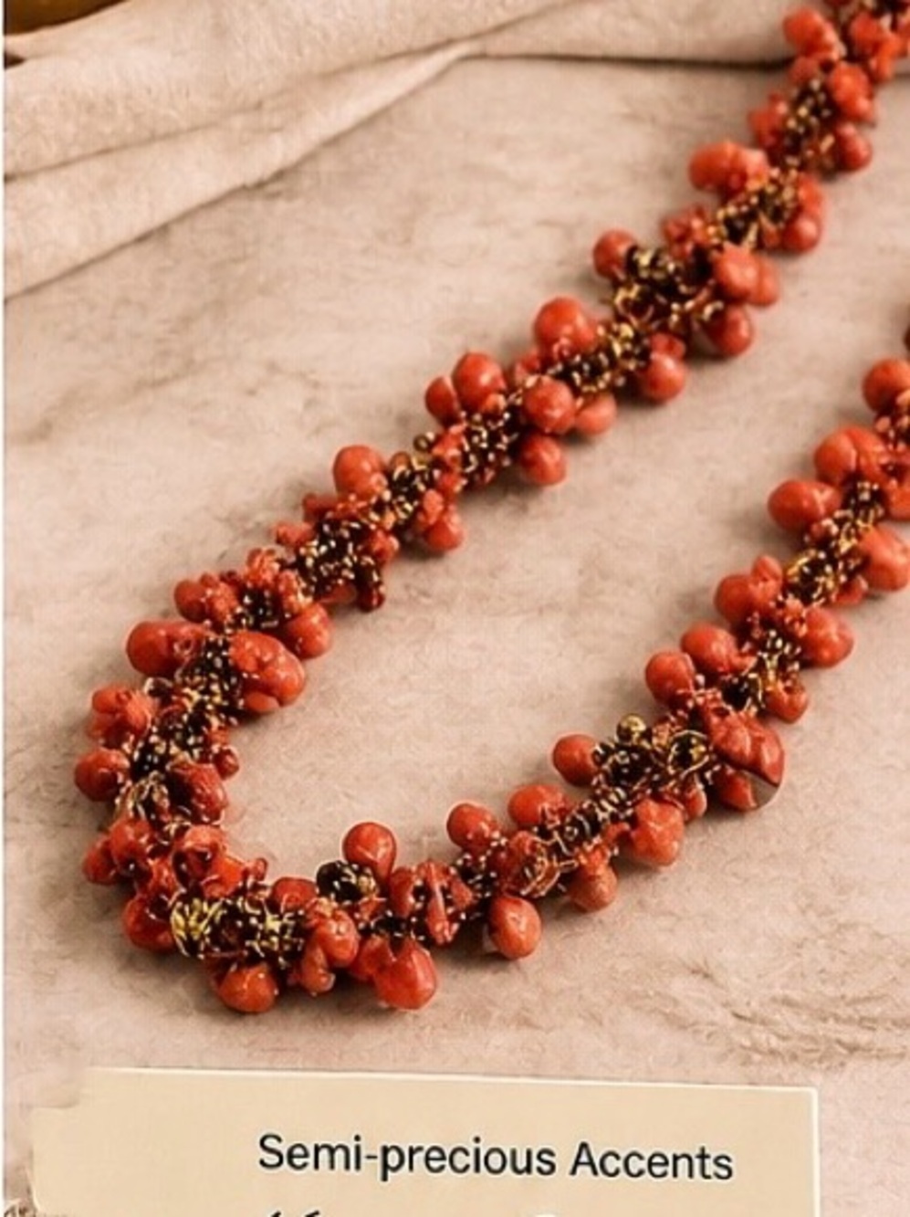 Kenneth Cole New York Semi-Precious Coral Multi Strand Beaded Statement Necklace